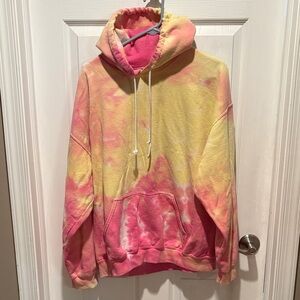 Zine Clothing Pink and Yellow Tie-Dye Hoodie